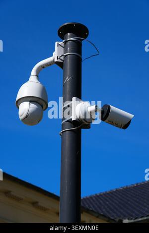CCTV security surveillance cameras in Oslo city, Norway. Stock Photo