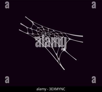 Halloween cobweb, spiderweb stretched threads. Horror holiday stretching spiderweb thread, Autumn celebration spooky sticky trap vector decoration. Ha Stock Vector