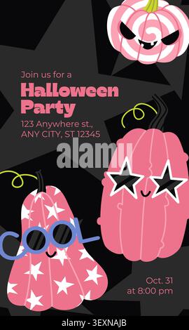 Pink Halloween party invitation template vector Stock Vector