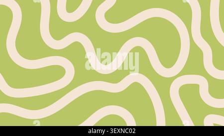 Minimalist abstract background with wavy lines on olive green. Stock Vector