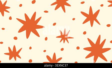 Minimalist funky background with hand-drawn star pattern with scattered dots. Stock Vector