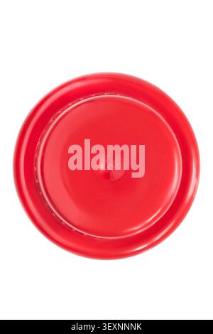 Red plastic round bottle cap isolated on white background Stock Photo