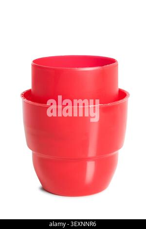 Red plastic jar plug cap isolated on white background Stock Photo