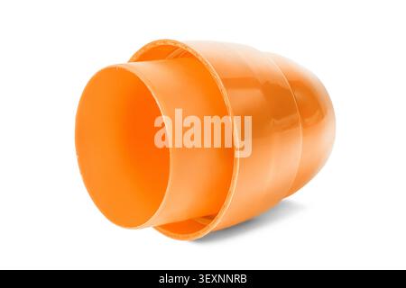 Yellow plastic bottle cap lying on white background Stock Photo