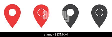 Map pin location pointer icons set in different styles vector. Stock Vector