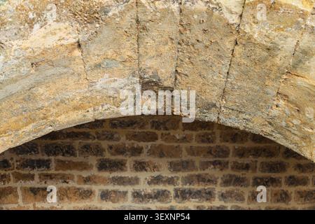 close-up of the structure of an old stone wall Stock Photo