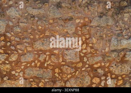 close-up of the structure of an old stone wall Stock Photo