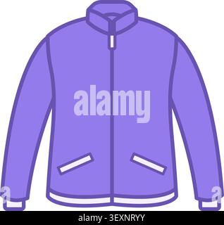 Colored Jacket Icon. Vector Design. Outerwear Warm Clothes with Sleeves, Pockets, and Zipper. Clothing Concept Stock Vector