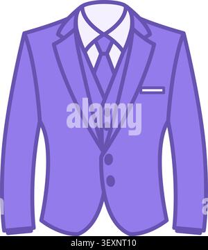Colored Suit Icon. Vector Design. Jacket, Shirt, Tie and Vest. Classic Men's Suit for Formal Occasions. Clothing Concept Stock Vector