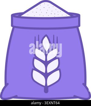 Colored Flour Icon. Vector Illustration. Flour in Bag. Grain Processing Product. Food, Baking Product. Grocery Concept Stock Vector