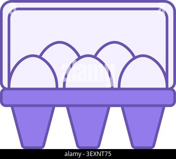 Colored Eggs Icon. Vector Illustration. Chicken Eggs in Packaging. Food, Nutritional Product. Grocery Concept Stock Vector