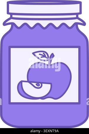 Colored Jam Icon. Vector Illustration. Closed Jar With Apple Jam. Sweet Dessert, Food. Grocery Concept Stock Vector