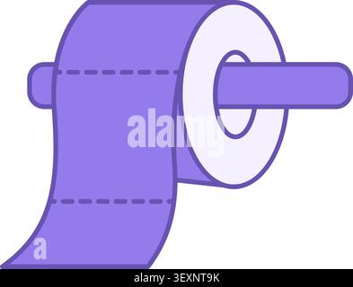Colored Toilet Paper Icon. Vector Illustration. Toilet Paper Roll Hanging on Holder. Sanitary and Hygienic Product. Grocery Concept Stock Vector