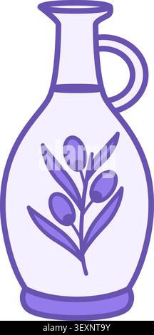 Colored Olive Oil Icon. Vector Illustration. Olive Oil in Transparent Decanter. Food. Grocery Concept Stock Vector