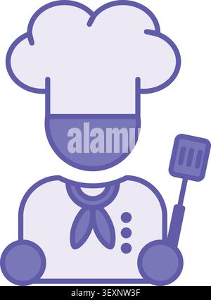 Colored Chef Icon. Vector Illustration. The Head of the Restaurant Kitchen, Responsible for Menu Creation and Food Preparation. Cooking Concept Stock Vector