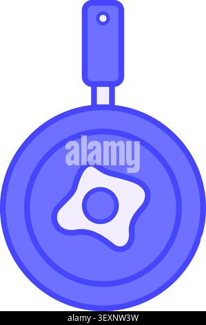 Colored Frying Pan Icon. Vector Illustration. Fried Egg on a Frying Pan. Cookware. Cooking Concept Stock Vector