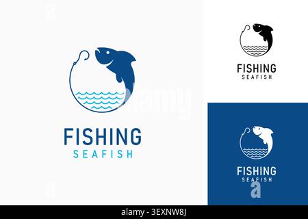Fish and hook for fishing logo symbol icon design Stock Vector