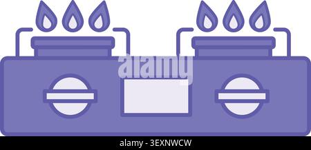 Colored Gas Stove Icon. Vector Illustration. Kitchen Appliance for Cooking on Fire. Cooking Concept Stock Vector