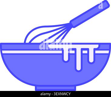 Colored Mixing Bowl Icon. Vector Illustration. Cooking Utensil or Dough Kneading Tool. Cooking Concept Stock Vector