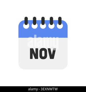 November Month Blue Calendar Flat Icon Vector Stock Vector