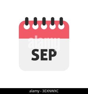 September Month Red Calendar Flat Icon Vector Stock Vector