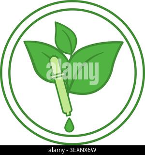 Green Ecological Dyes Icon. Vector Round Badge, Sticker, Logo, Stamp, and Tag for Organic Product Packaging Stock Vector