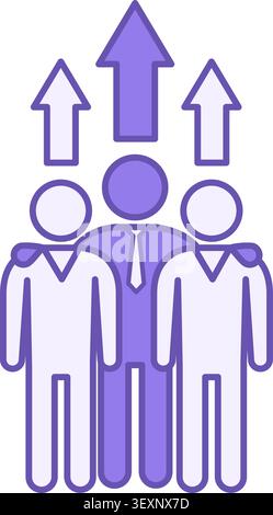 Mentoring Colored Icon. Vector Icon of Business Mentor, New Employees, and Up Arrow. Mentoring and Coaching Creative Idea Concept Stock Vector