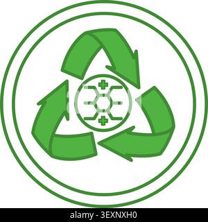 Green Recycled Polyester Icon. Vector Icon. Recycling Clothes. Circular Reuse Textile. Tag, Label For Clothes Stock Vector