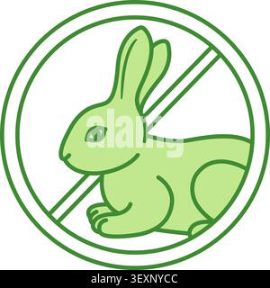 Not Tested on Animals Green Icon. Rabbit Vector Icon. Cruelty-Free Label. Label, Tag, Emblem, Stamp for Vegan Natural Eco-Cosmetics Stock Vector