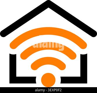 Smart Home and Internet of Things Logo. Smart House with WiFi Logotype. Flat style icons. Isolated Vector Illustration Stock Vector
