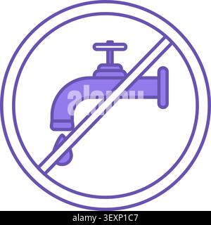 Colored Icon No Water. Vector Icon. Faucet With Drop Of Water. Ecological Problem. Climate Change Concept Stock Vector