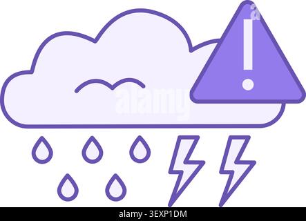 Colored Icon Extreme Weather. Vector Icon. Rain Cloud And Danger Sign. Storm Warning. Ecological Problem. Climate Change Concept Stock Vector