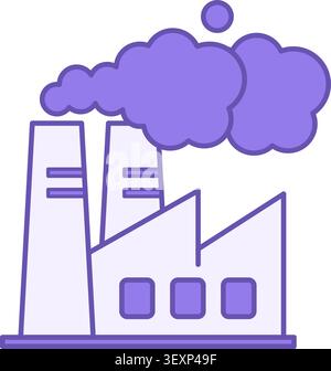 Color Icon Air Pollution. Vector Icon. Industrial Factory Releasing Lots of Dangerous Smoke. Ecological Problem. Climate Change Concept Stock Vector