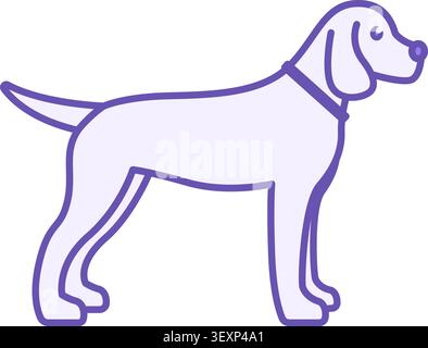 Colored Dog Icon. Vector Icon of Young Dog with Collar. Pet Concept Stock Vector