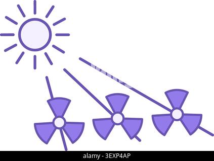 Solar Irradiance Color Icon. Vector Icon. Sun and Radiation on Rays. Human Health Hazard. Climate Change Concept Stock Vector