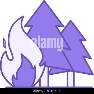 Wildfire Color Icon. Vector Icon. Bonfire and Trees. Danger to Nature. Ecological Problem. Climate Change Concept Stock Vector