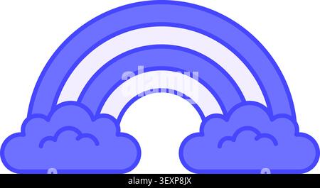 Purple Rainbow Icon. Vector Icon. Colored Arc in the Sky, Natural Phenomenon. Clouds. Weather Concept Stock Vector