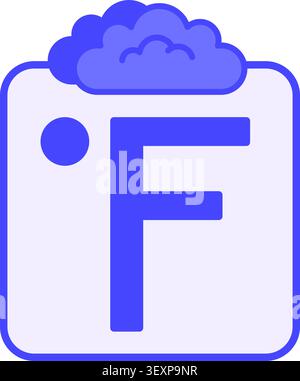 Purple Degree Fahrenheit Icon. Vector Icon. Temperature Measurement Unit. Clouds. Weather Concept Stock Vector