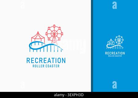 Roller coaster amusement park logo symbol icon design Stock Vector