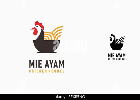 Chicken noodles logo symbol icon design Stock Vector
