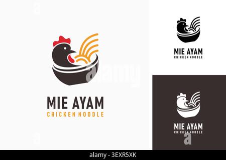 Chicken noodles logo symbol icon design Stock Vector