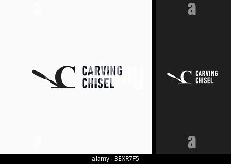 Letter C carving chisel logo symbol icon design Stock Vector