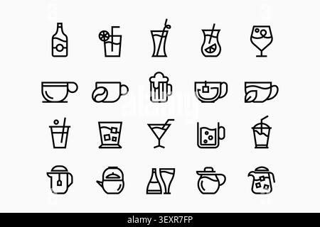 Set of drinks logo icon Stock Vector