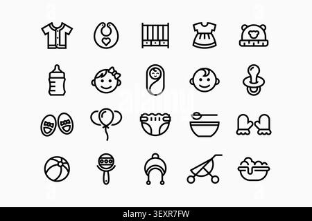 Set of baby and kids logo icon Stock Vector