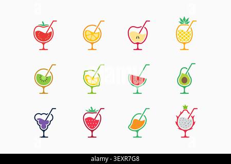 Set of fruit juice logo icon illustration Stock Vector