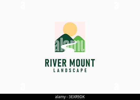 River mountain landscape logo symbol icon design Stock Vector