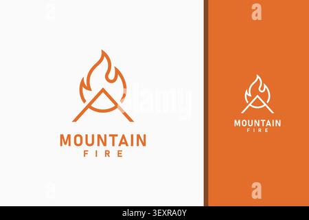 Volcano fire line logo symbol icon design Stock Vector