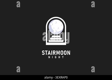 Stair moon logo symbol icon design Stock Vector
