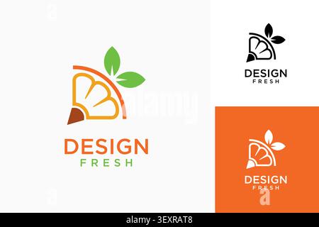 Orange and pencil for fresh design logo symbol icon design Stock Vector