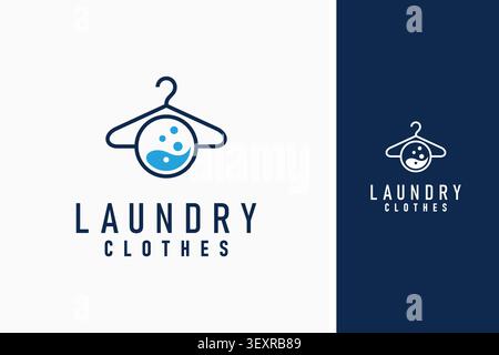 Hanger and water for laundry logo symbol icon design Stock Vector